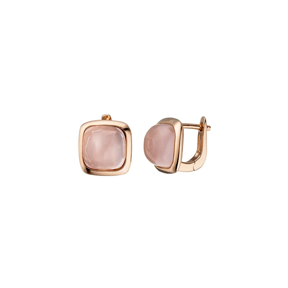 Creolen 925 Silber rotgold vergoldet 2 rosa Glassteine Ohrringe