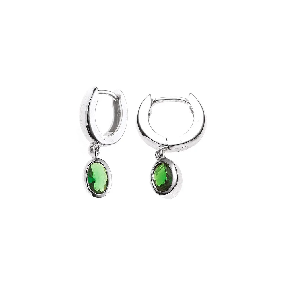 Creolen 925 Silber 2 Zirkonia grün Ohrringe Silberohrringe Silbercreolen