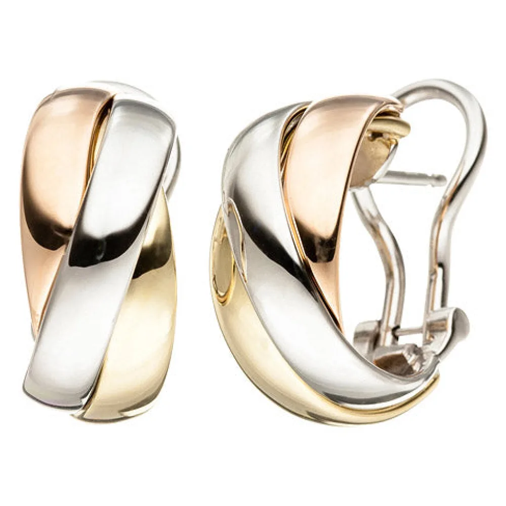 Creolen 585 Gold Gelbgold Weißgold Rotgold tricolor dreifarbig Ohrringe