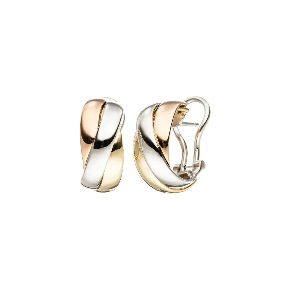 Creolen 585 Gold Gelbgold Weißgold Rotgold tricolor dreifarbig Ohrringe