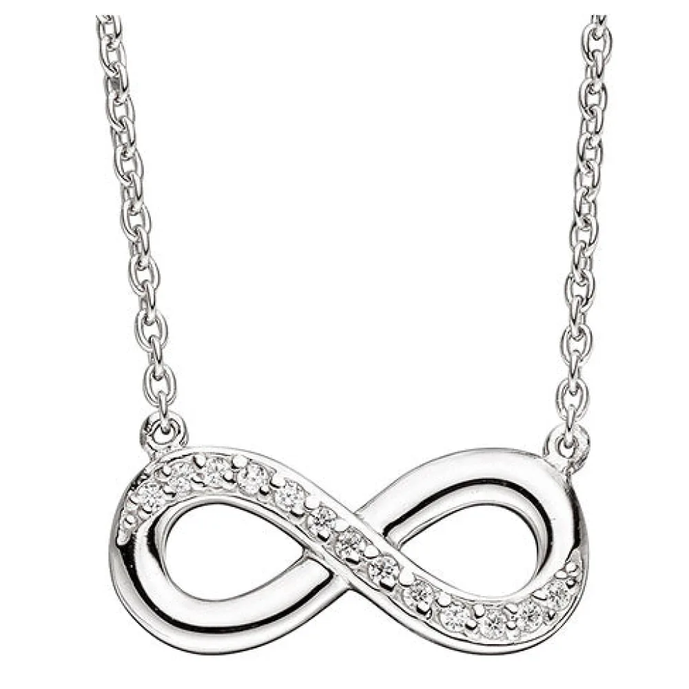 Collier Kette mit Anhänger Unendlichkeit 925 Sterling Silber mit Zirkonia 41 cm