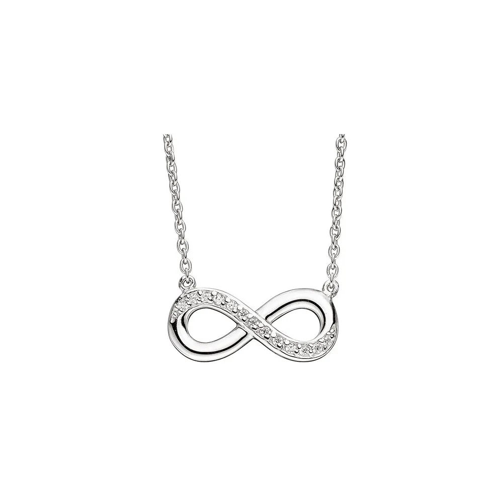 Collier Kette mit Anhänger Unendlichkeit 925 Sterling Silber mit Zirkonia 41 cm