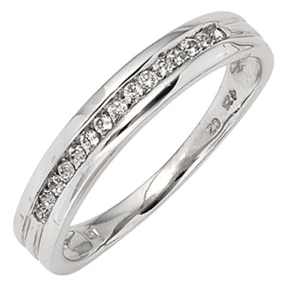 Damen Ring 585 Gold Weißgold 15 Diamanten Brillanten 0 15ct. Goldring-50