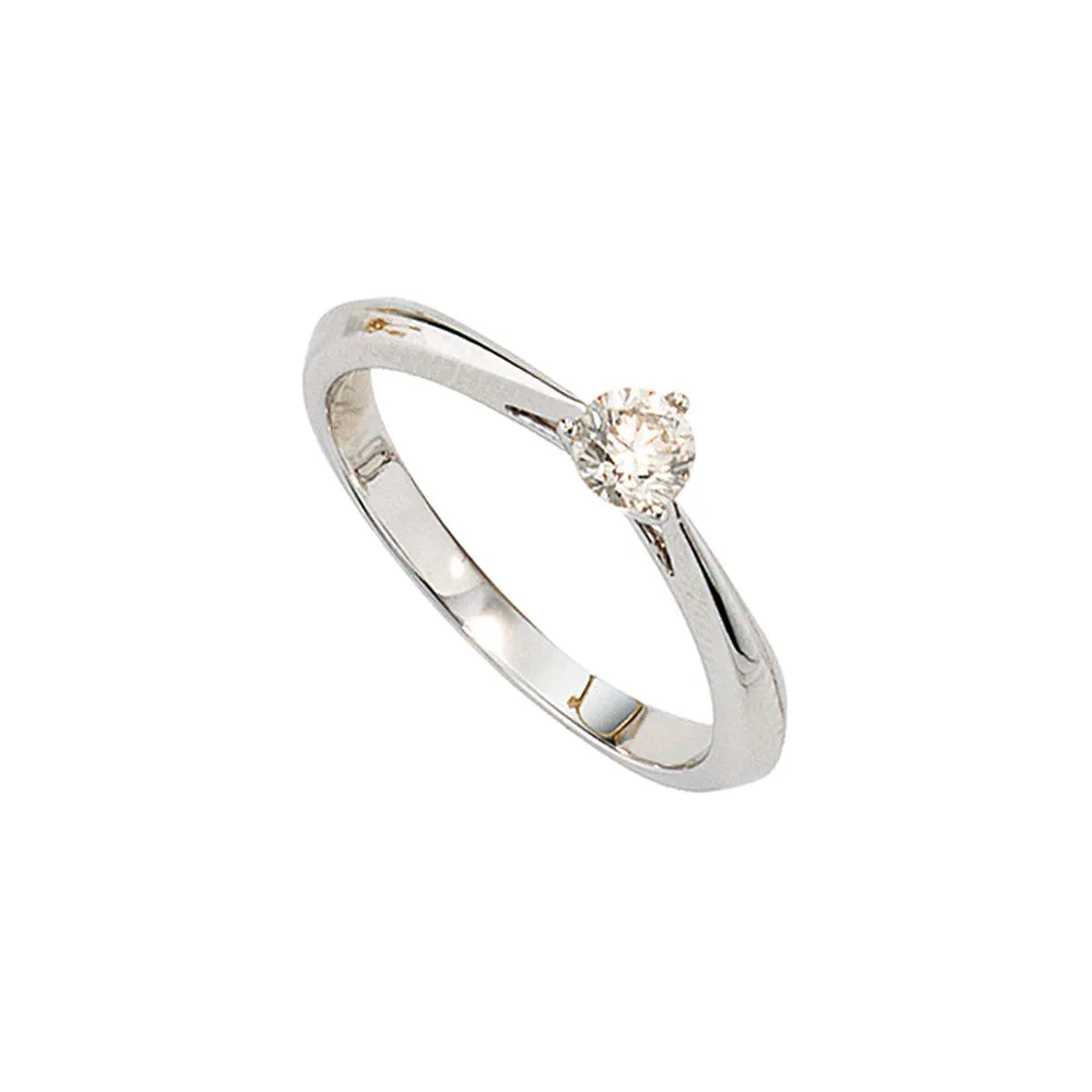 Damen Ring 585 Gold Weißgold 1 Diamant Brillant 0 25ct. Diamantring Weißgoldring-58