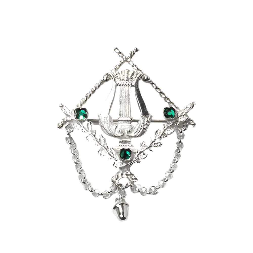 Brosche Tracht 925 Silber Lyra grün