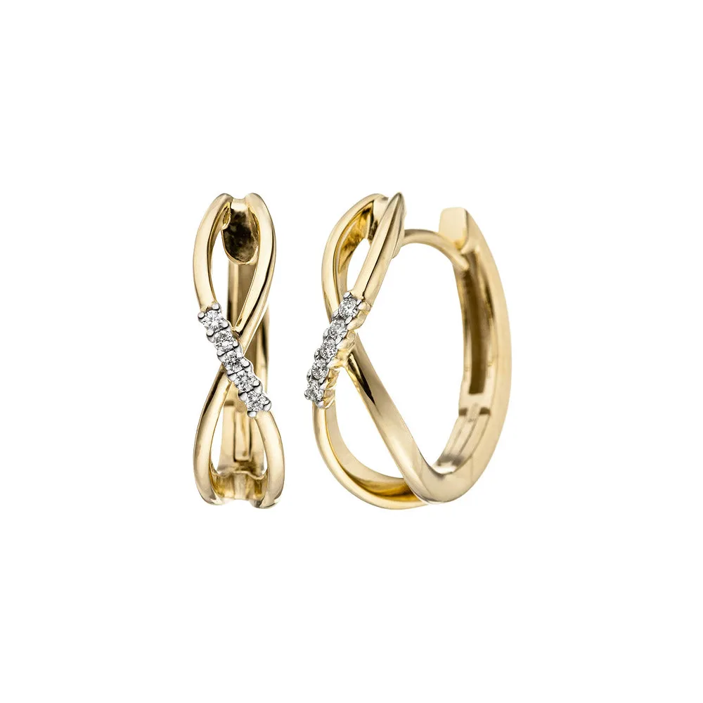 Creolen 585 Gold Gelbgold 10 Diamanten Brillanten 0 06ct. Ohrringe Goldohrringe