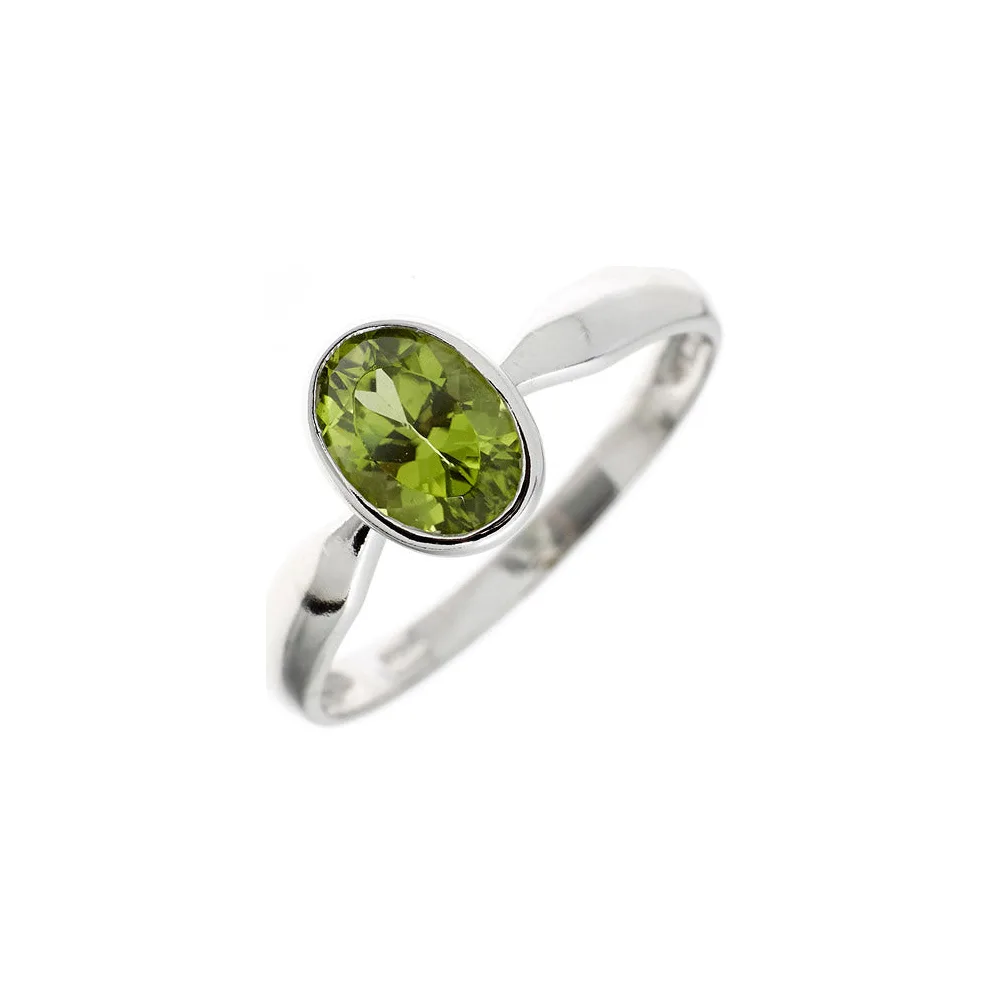 Damen Ring 925 Sterling Silber rhodiniert 1 Peridot grün Silberring-50