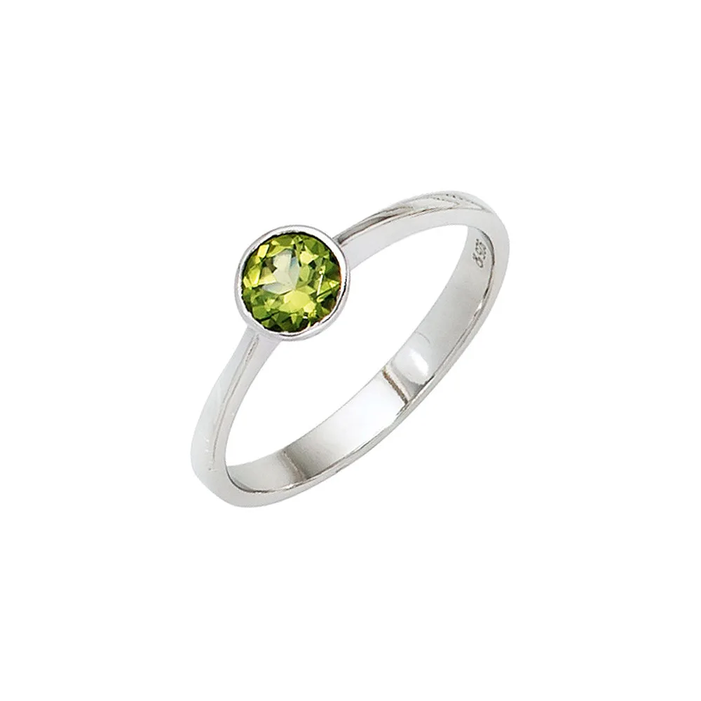 Damen Ring 925 Sterling Silber rhodiniert 1 Peridot grün Silberring-60