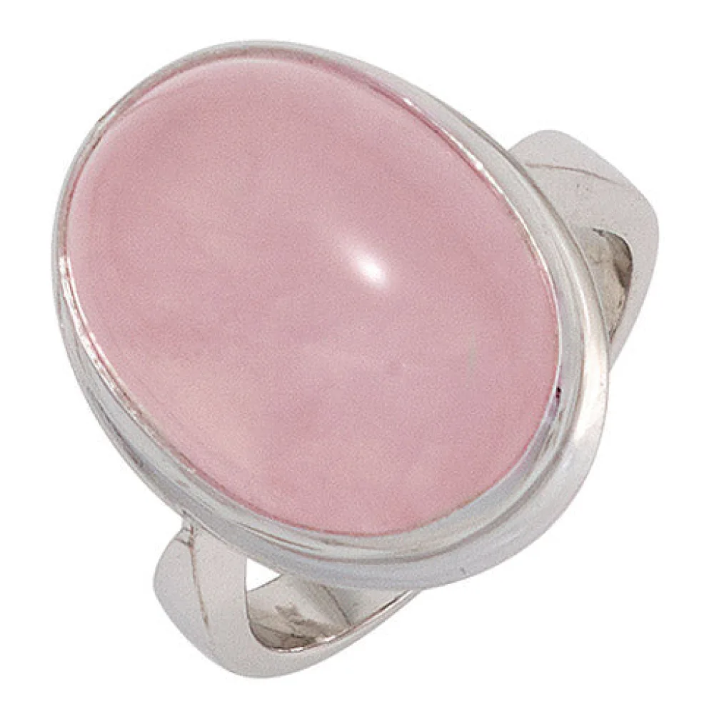 Damen Ring 925 Sterling Silber rhodiniert 1 Rosenquarz rosa Silberring-60