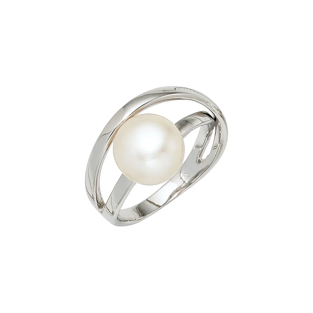 Damen Ring 925 Sterling Silber rhodiniert 1 Süßwasser Perle Perlenring-50