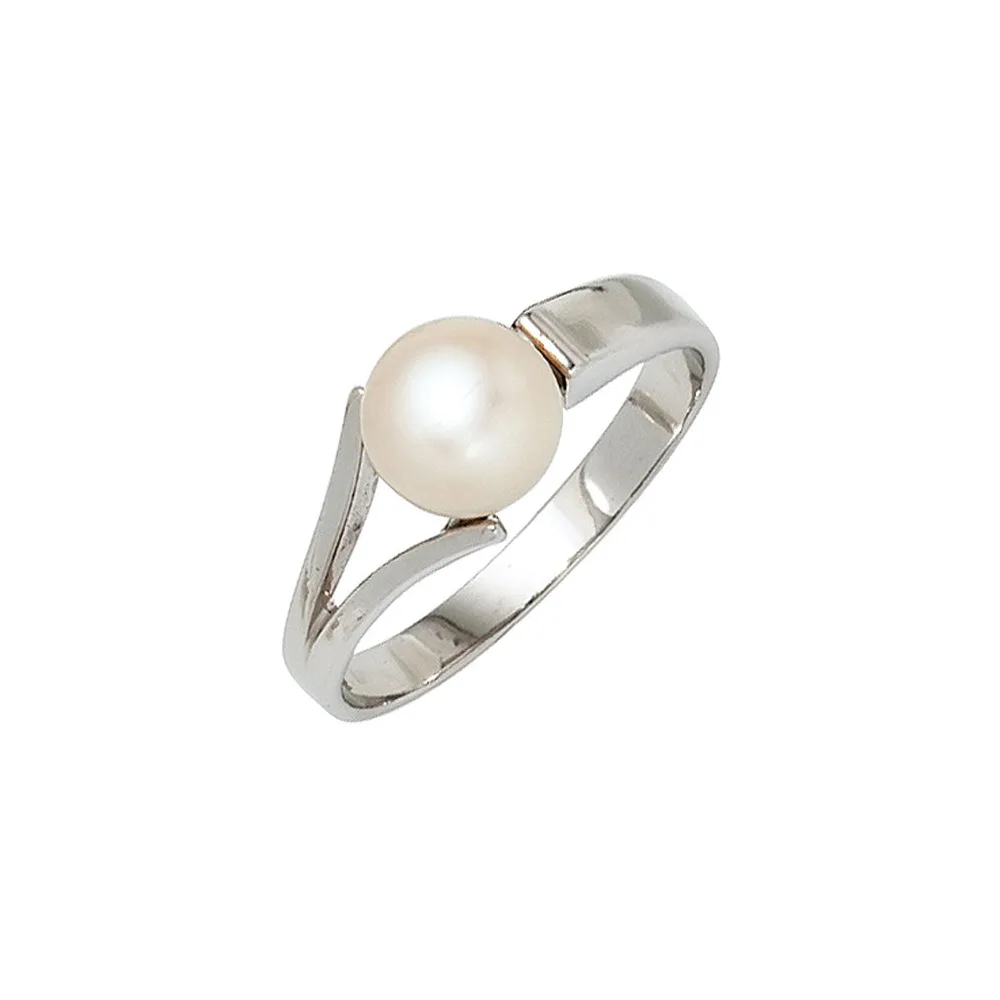 Damen Ring 925 Sterling Silber rhodiniert 1 Süßwasser Perle Perlenring-58
