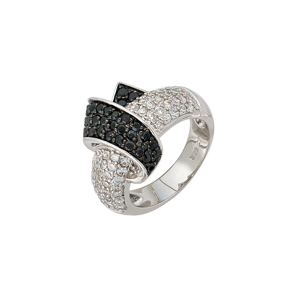 Damen Ring 925 Sterling Silber rhodiniert mit Zirkonia Silberring-50