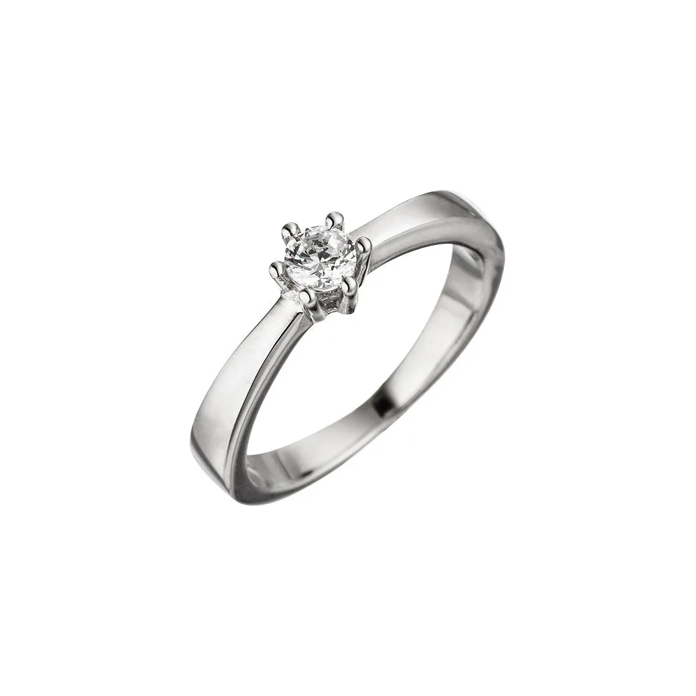 Damen Ring 925 Sterling Silber 1 Zirkonia Silberring-58