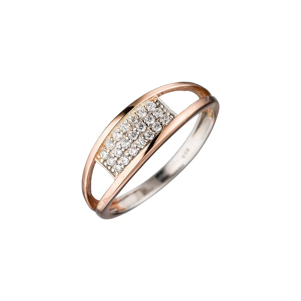 Damen Ring 925 Sterling Silber bicolor mit Zirkonia Silberring-50