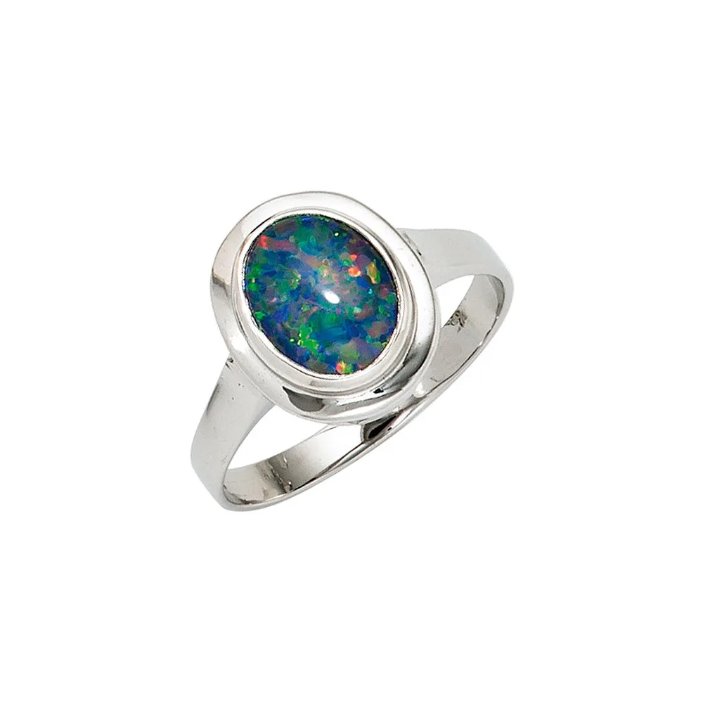 Damen Ring 585 Gold Weißgold 1 Opaltriplette Goldring-56