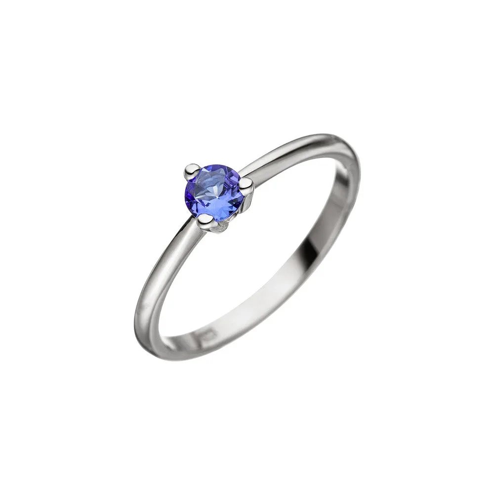 Damen Ring 585 Gold Weißgold 1 Tansanit blau Weißgoldring-54