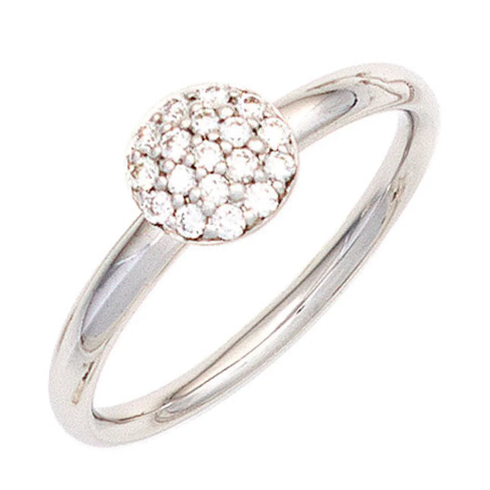 Damen Ring 585 Gold Weißgold 18 Diamanten Brillanten 0 20ct. Weißgoldring-54