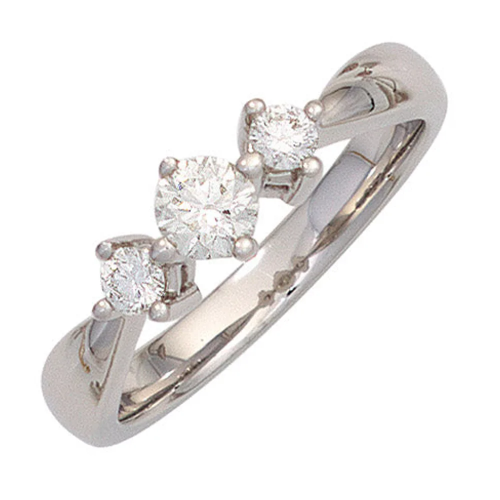 Damen Ring 585 Gold Weißgold 3 Diamanten Brillanten 0 50ct. Weißgoldring-56