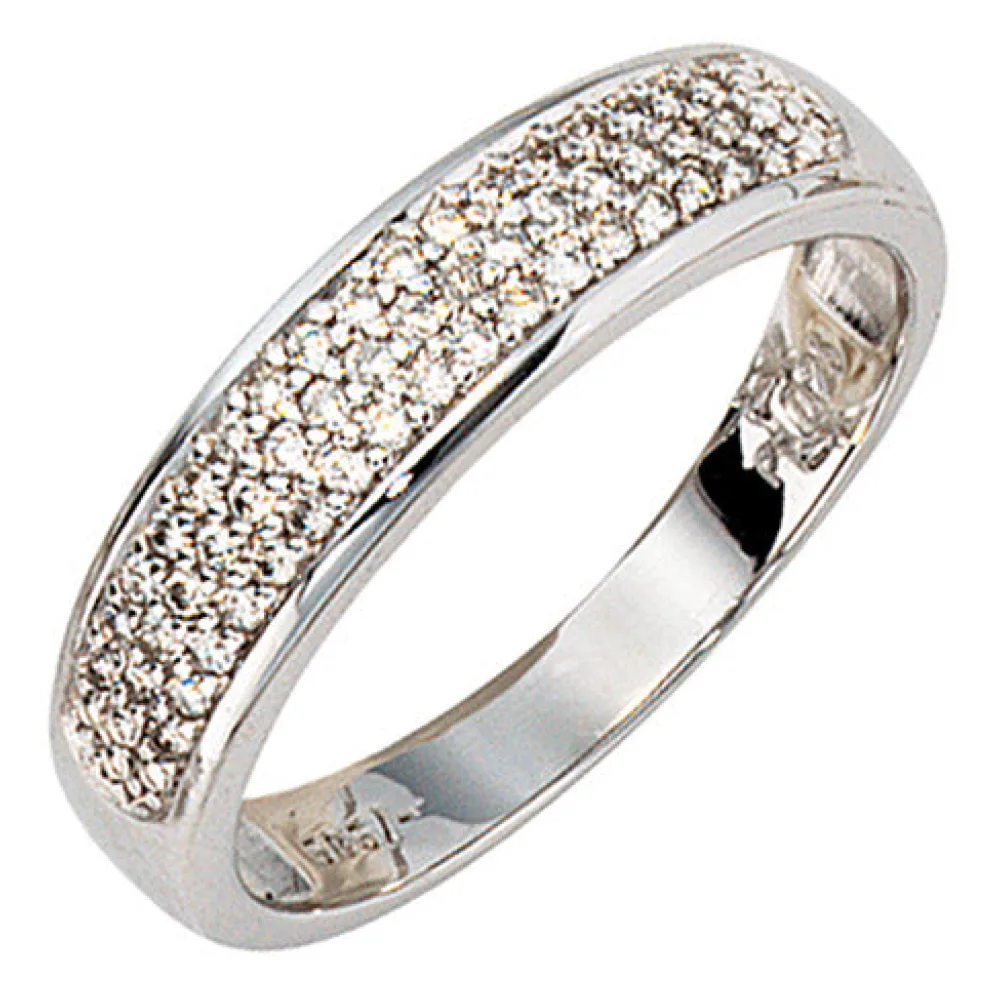 Damen Ring 585 Gold Weißgold 50 Diamanten Brillanten 0 25ct. Weißgoldring-50