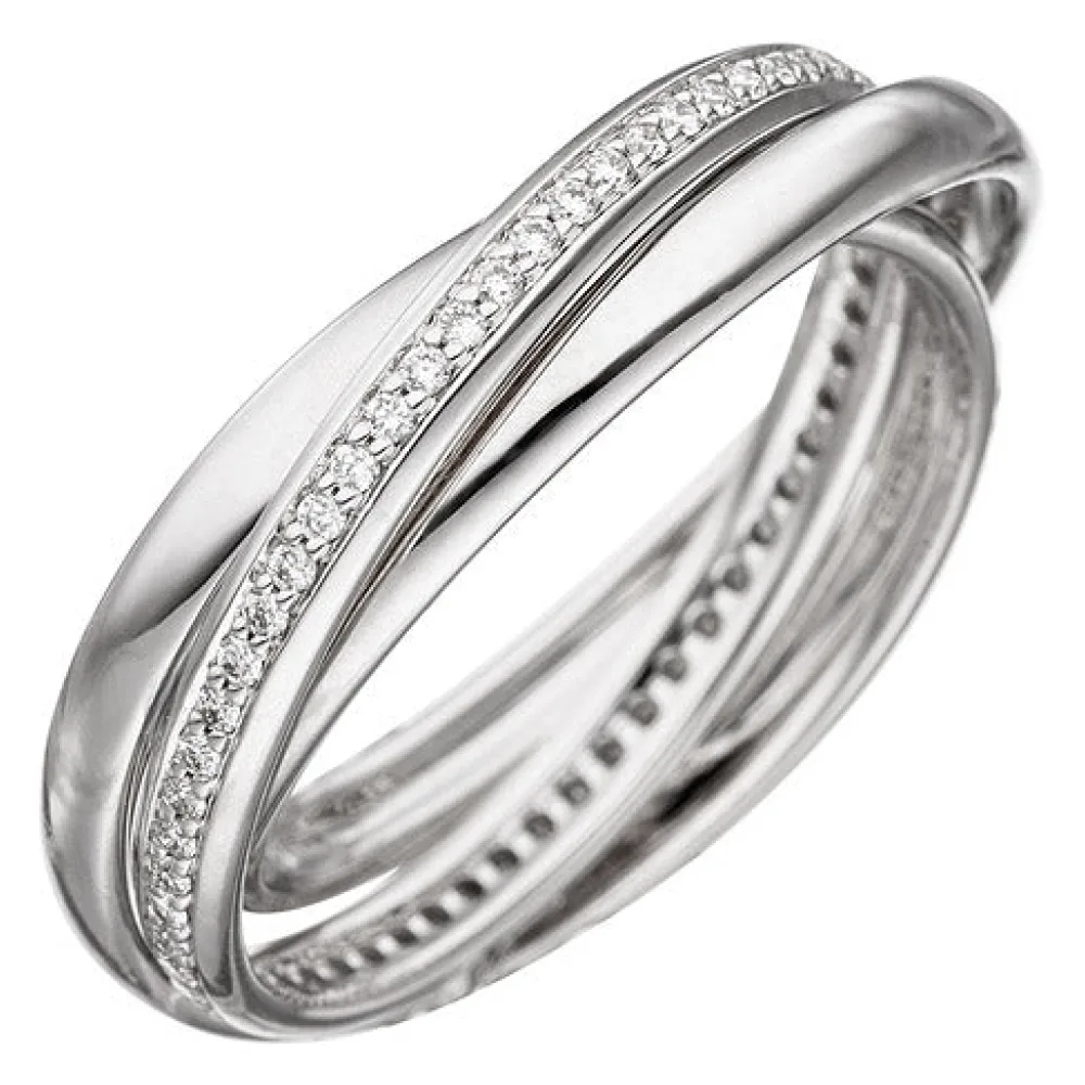 Damen Ring 585 Gold Weißgold 58 Diamanten Brillanten Diamantring Weißgoldring-56