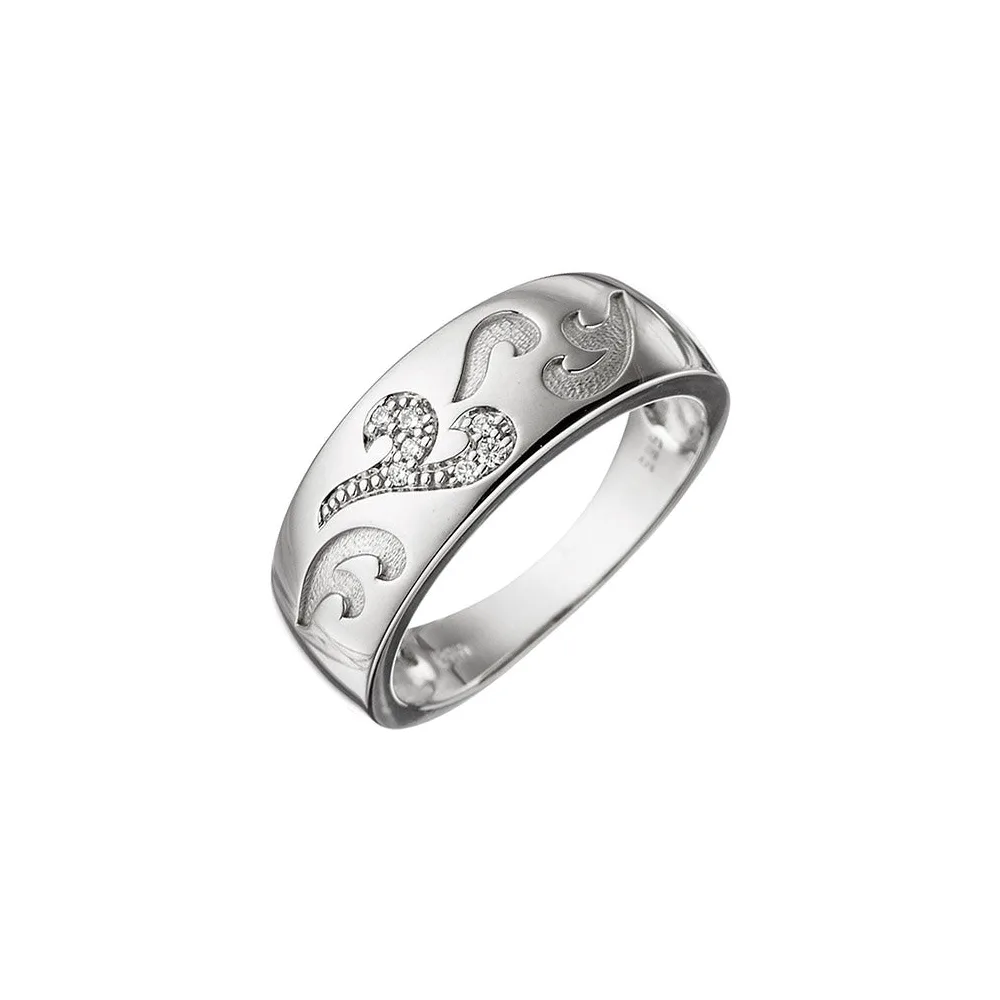 Damen Ring 585 Gold Weißgold 7 Diamanten Brillanten 0 04ct. Weißgoldring-52