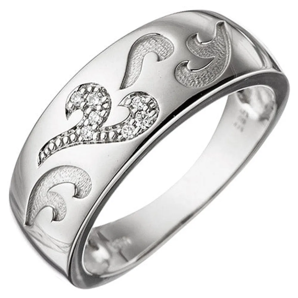Damen Ring 585 Gold Weißgold 7 Diamanten Brillanten 0 04ct. Weißgoldring-60