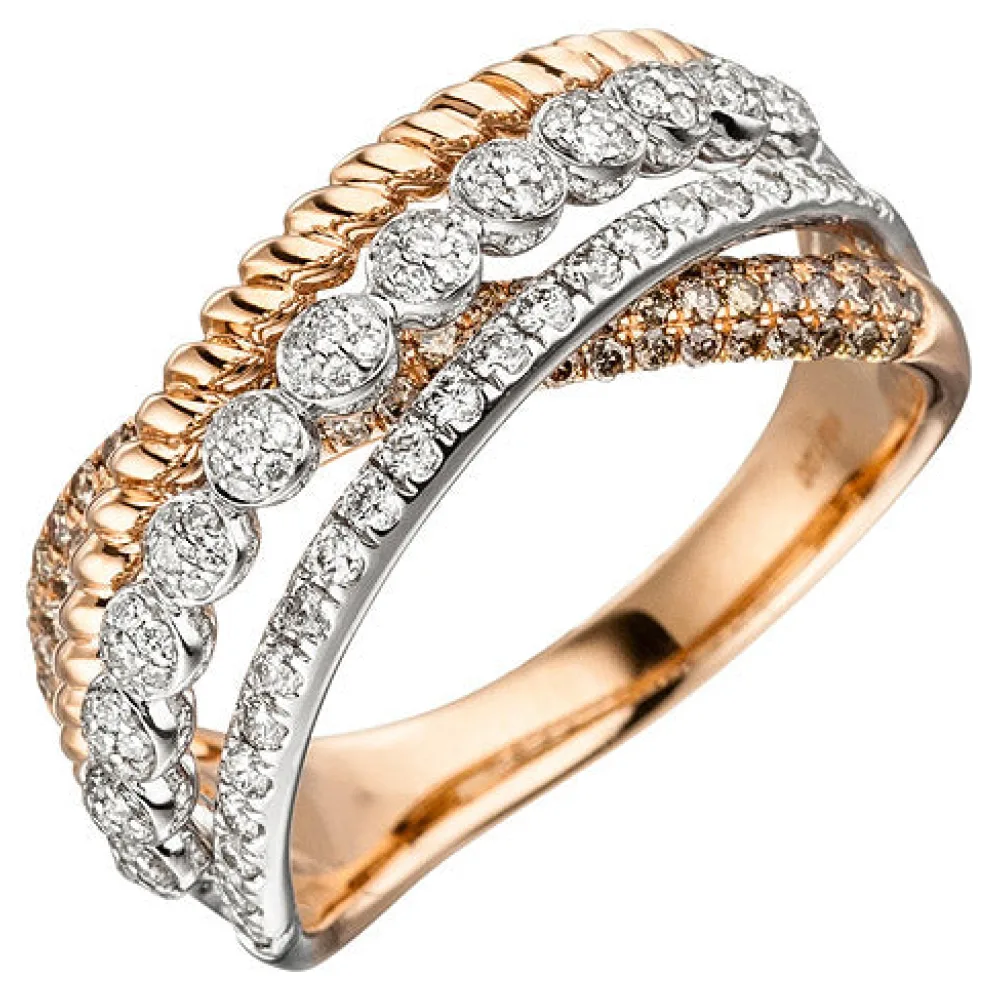 Damen Ring 585 Gold Rotgold 181 Diamanten Brillanten Rotgoldring Diamantring-58