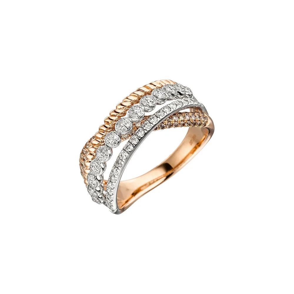 Damen Ring 585 Gold Rotgold 181 Diamanten Brillanten Rotgoldring Diamantring-60