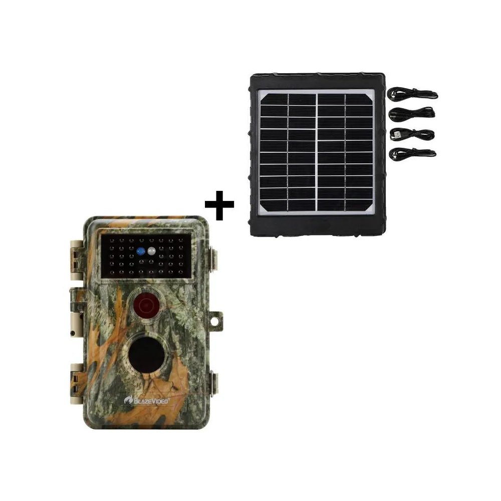 Bundle Wildkamera Wildtierkamera Jagdkamera 64MP 2304*1296p + Solarpanel-Kits 3W 8000mAh 12V/9V/6V Maximale Entfernung bis 75 Füße, 0,3s Auslöserzeit | A252 Mattes Militärgrün