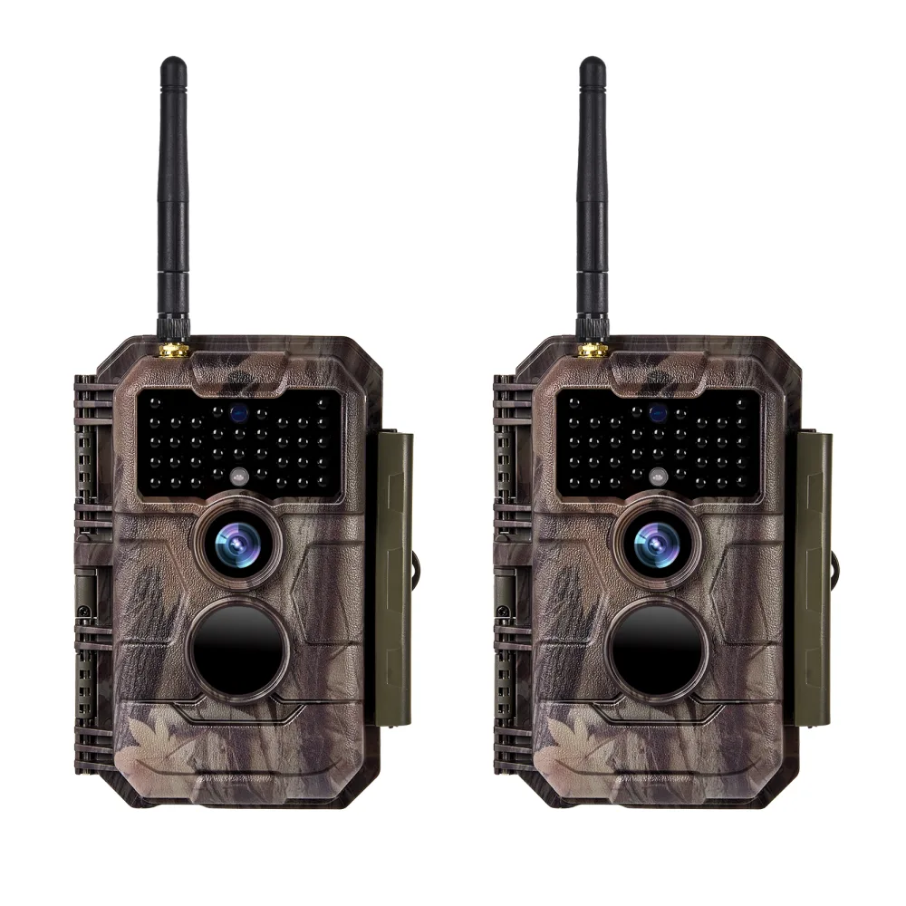 2-tlg. Wildkamera Wlan Fotofalle Jagdkamera Wildtierkamera 64MP 1296P 0,1s Schnelle Trigger Geschwindigkeit Nachtsicht Bewegungsmelder 110°PIR IP66 Wasserdichter | W600 Rot