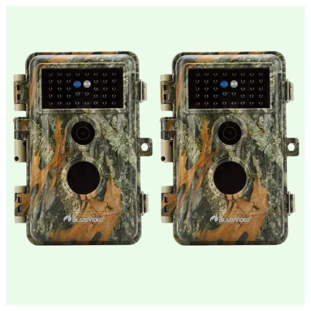 2-tlg. Wildtierkamera Jagd 64MP 1296p mit Bewegungsmelder Nachtsicht Maximale Entfernung bis 75Füße, 0,3s Trigger Geschwindigkeit , IP66 Wasserdichter| A252 Mattes Militärgrün