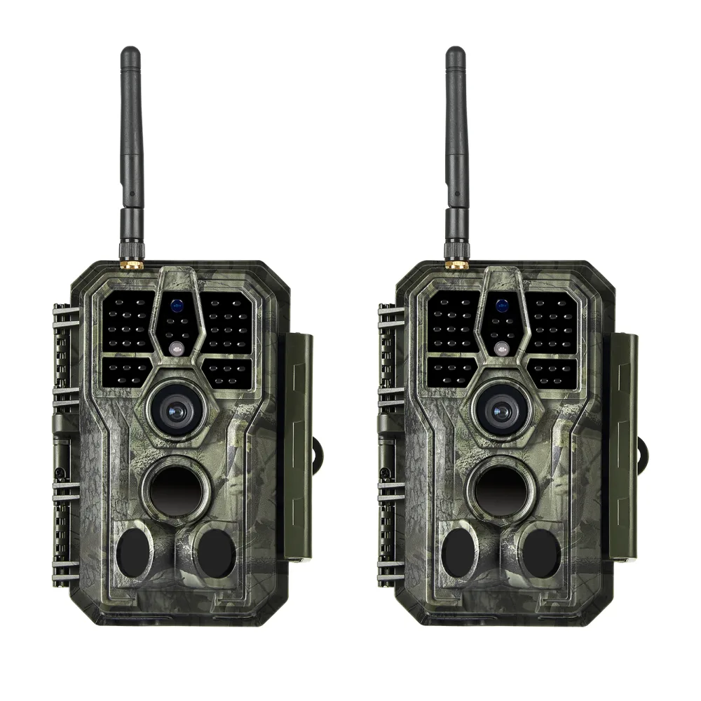 2-tlg. Wildkamera Wlan Fotofalle Jagdkamera Wildtierkamera 64MP 1296P 0,1s Schnelle Trigger Geschwindigkeit Nachtsicht Bewegungsmelder 110°PIR IP66 Wasserdichter | A280W Mattes Militärgrün