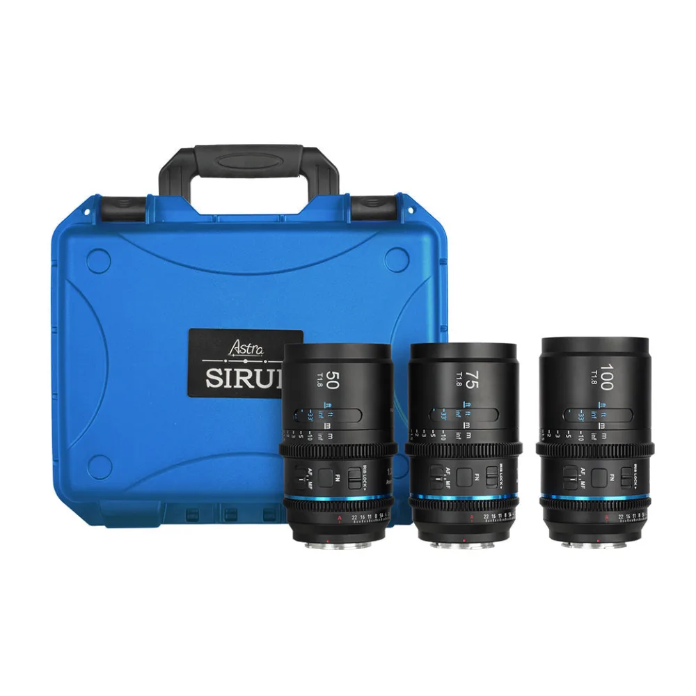 SIRUI Astra Serie 1,33x Vollformat Autofokus anamorphotisches Kino-Objektiv - 50mm+75mm+100mm / Blue / L