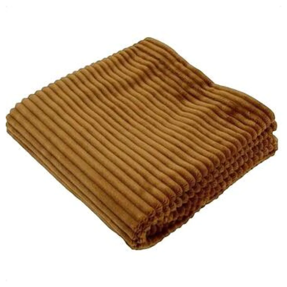 Plédek Domiva Couverture boudoir micro-velours côtelé caramel