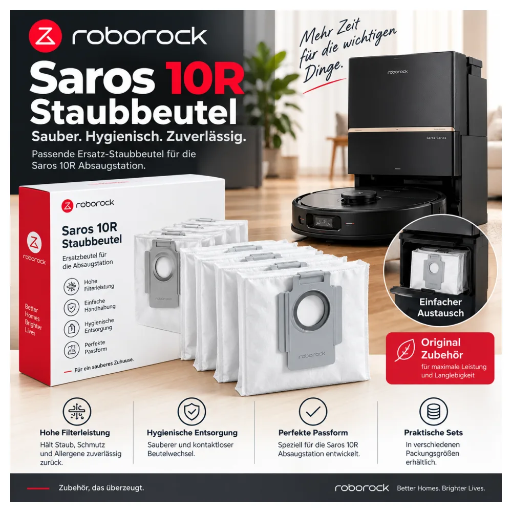 Roborock Saros 10R Staubbeutel – Ersatzbeutel & Zubehör kaufen