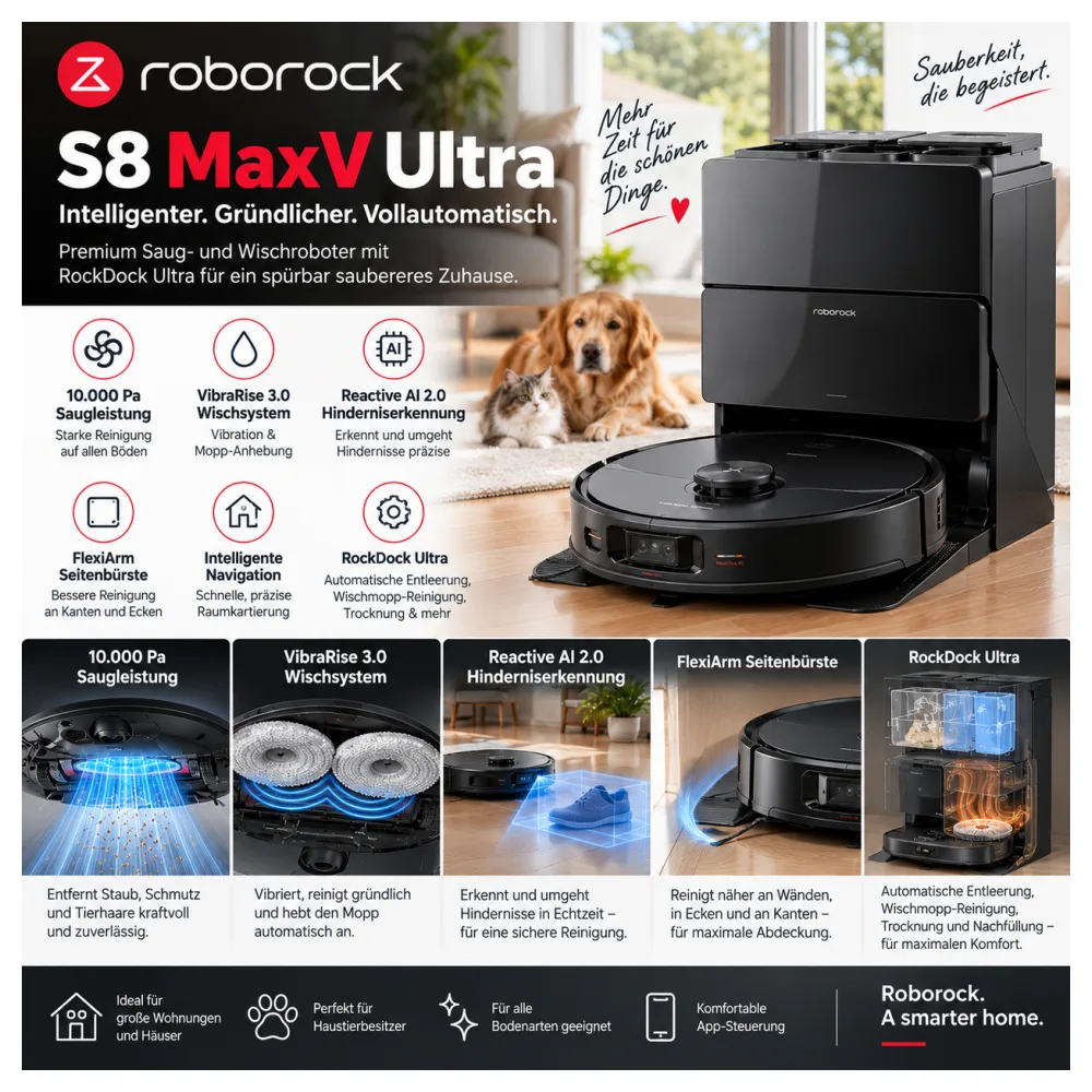Roborock S8 MaxV Ultra – Premium Saug- & Wischroboter kaufen