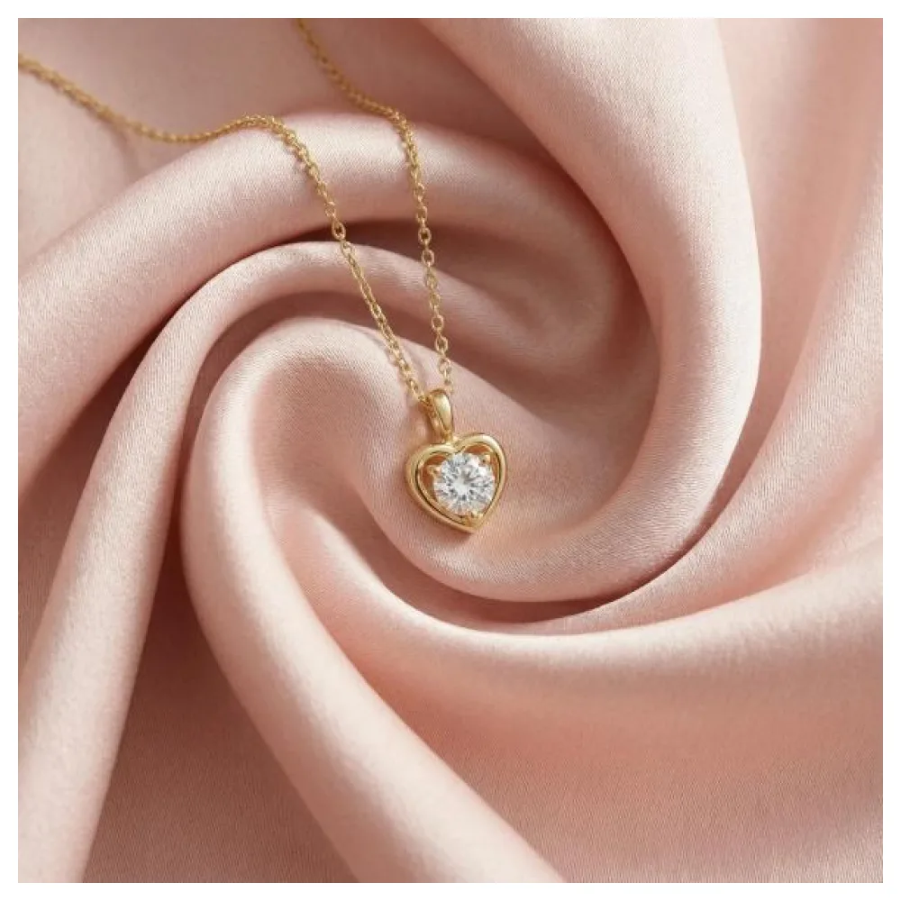 amor Herzanhänger mit Kette 925 Silber vergoldet – Bild 4