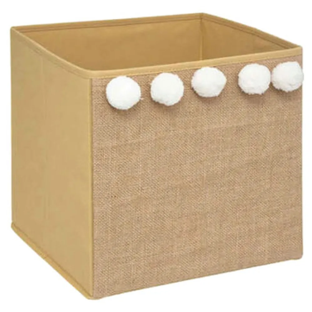Kosarak és dobozok Atmosphera Panier pompons couleur beige