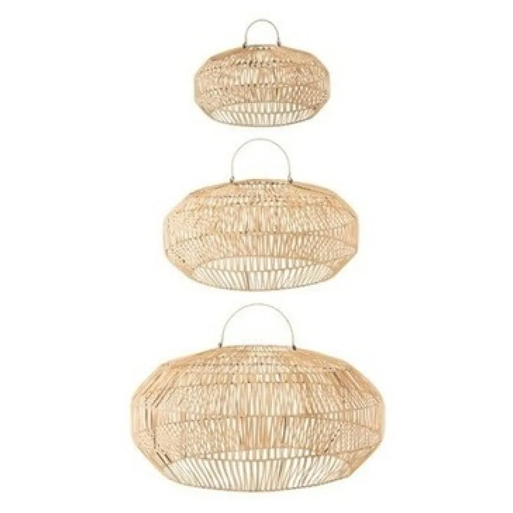 Lámpaernyők és lámpatartók J-line S/3 ABAT-JOUR ROTIN NATUREL (78.5x78.5x39cm)