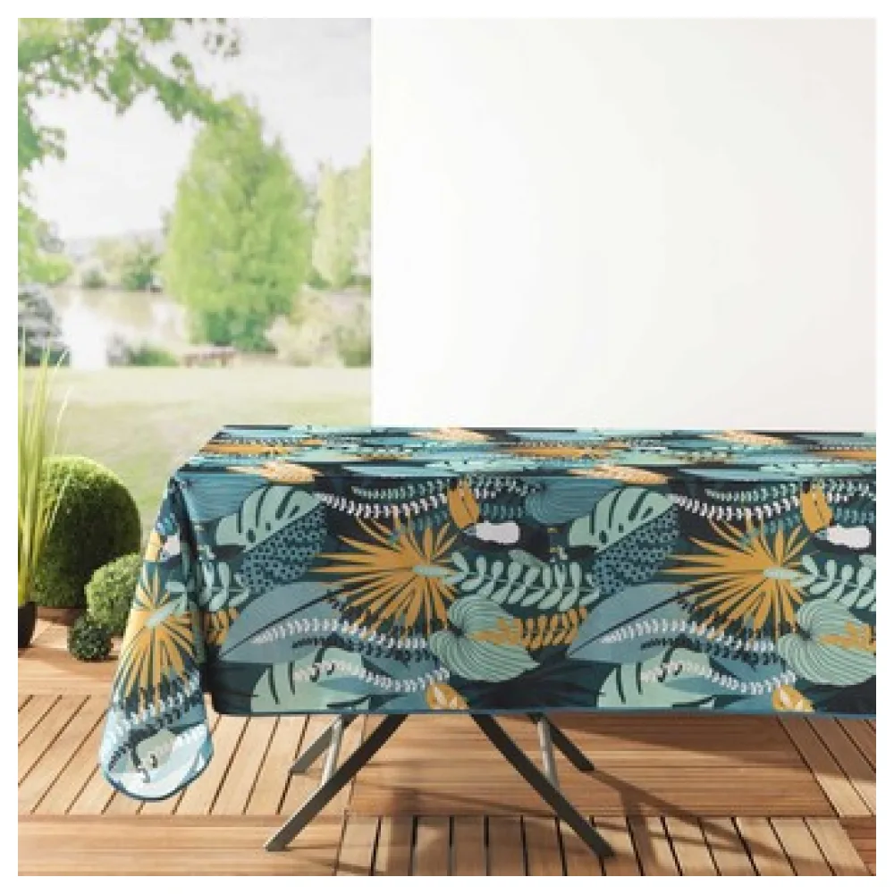 Asztalterítő Douceur d intérieur NAPPE RECTANGLE 150 x 240 CM POLYESTER IMPRIME BRAZILIA MENTHE/V