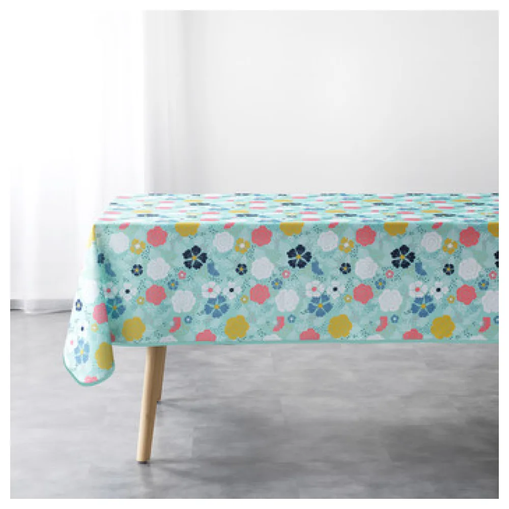 Asztalterítő Douceur d intérieur NAPPE RECTANGLE 150 x 240 CM POLYESTER IMPRIME LILY MENTHE