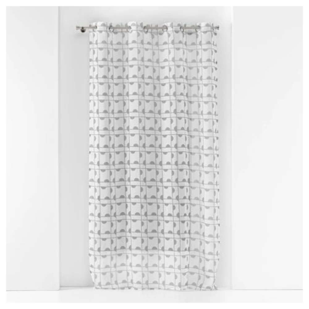 Függönyök Douceur d intérieur PANNEAU A OEILLETS 140 x 240 CM VOILE SABLE IMPRIME GABI GRIS