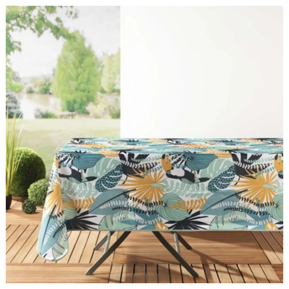 Asztalterítő Douceur d intérieur NAPPE RECTANGLE 150 x 240 CM POLYESTER IMPRIME BRAZILIA MENTHE/B