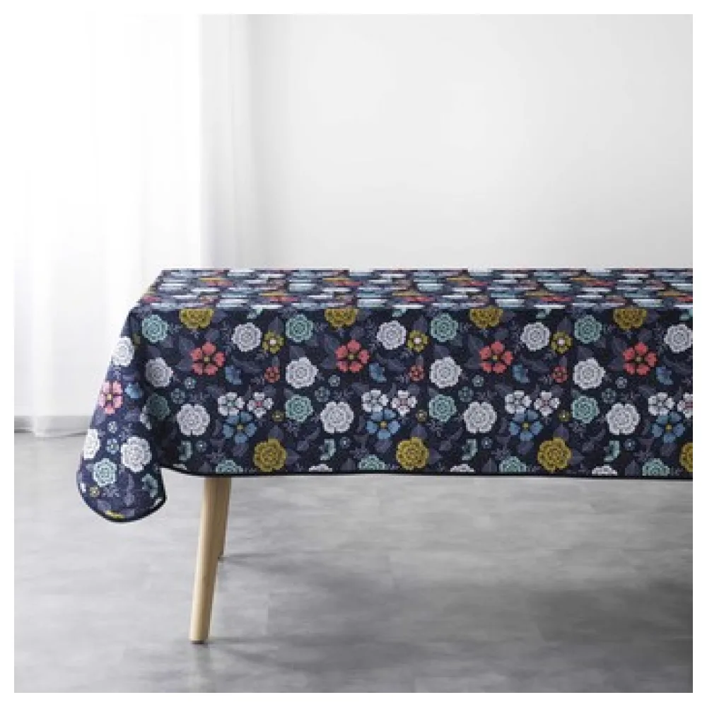 Asztalterítő Douceur d intérieur NAPPE RECTANGLE 150 x 240 CM POLYESTER IMPRIME LILY BLEU