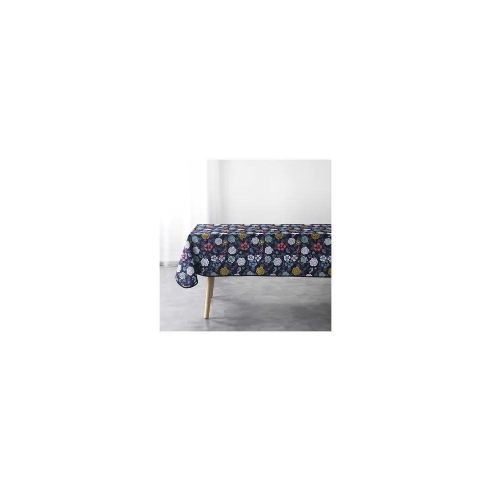 Asztalterítő Douceur d intérieur NAPPE RECTANGLE 150 x 240 CM POLYESTER IMPRIME LILY BLEU