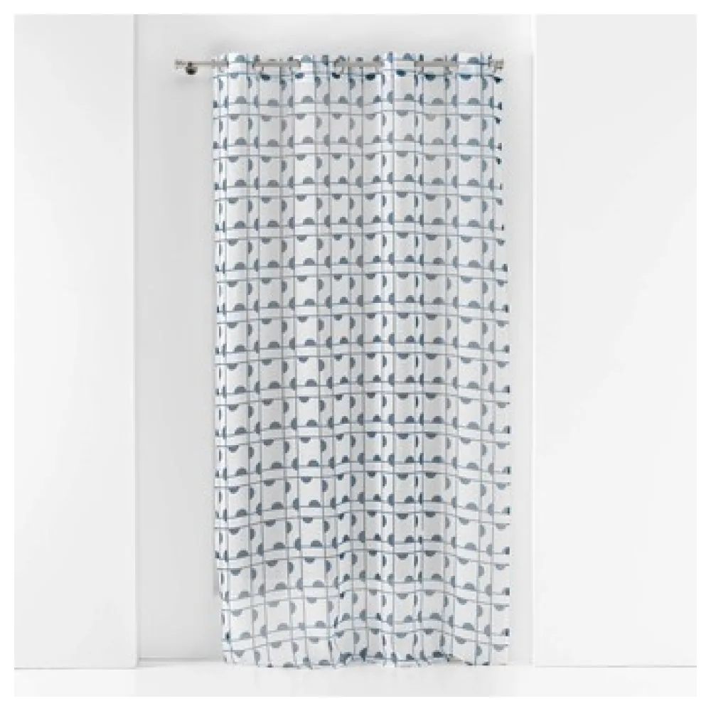 Függönyök Douceur d intérieur PANNEAU A OEILLETS 140 x 240 CM VOILE SABLE IMPRIME GABI BLEU