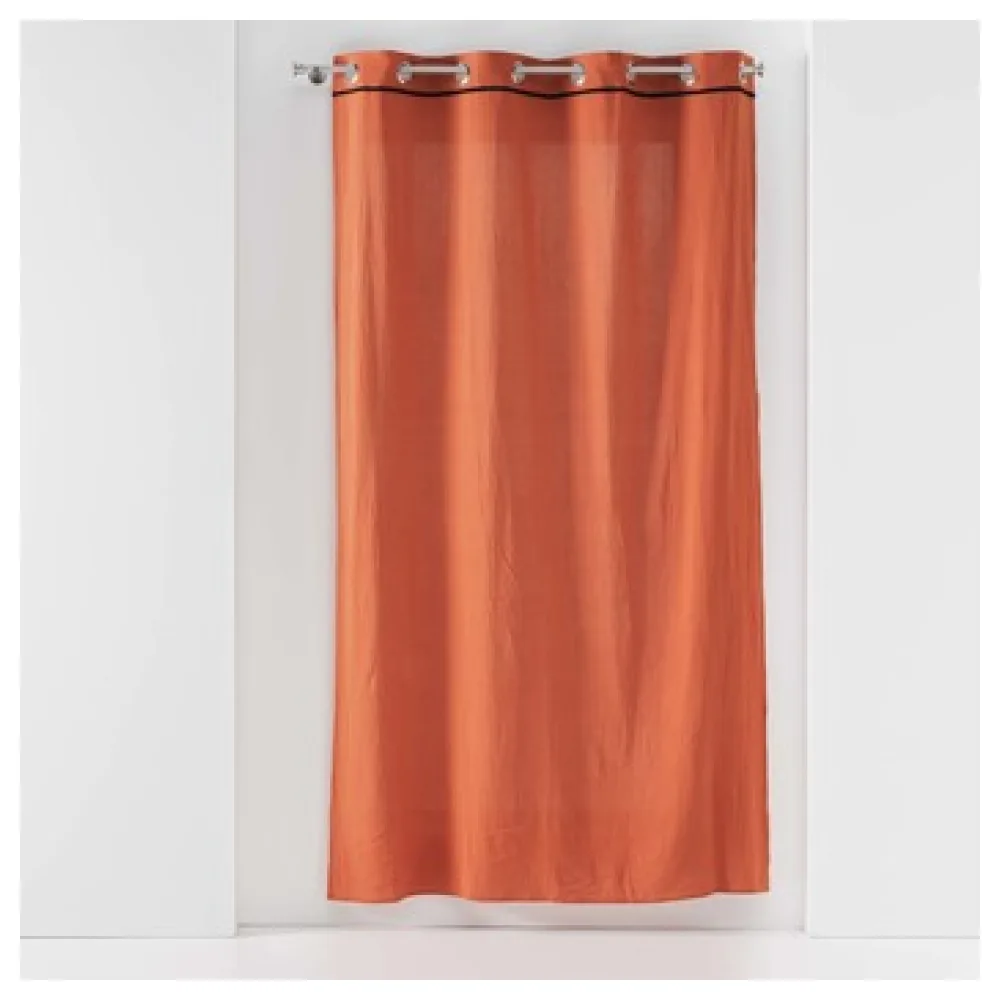 Függönyök és árnyékolók Douceur d intérieur RIDEAU A OEILLETS 135 x 240 CM COTON LAVE LINETTE TERRACOTTA