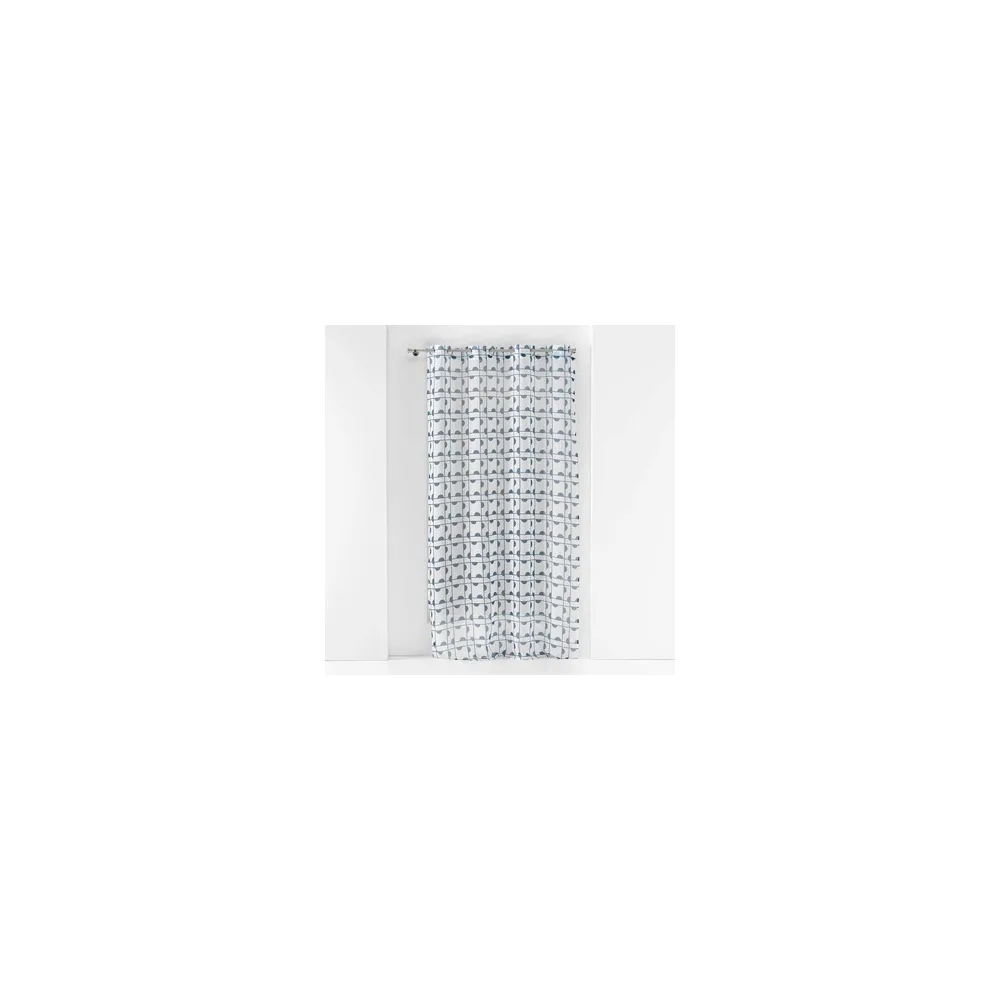 Függönyök Douceur d intérieur PANNEAU A OEILLETS 140 x 240 CM VOILE SABLE IMPRIME GABI BLEU