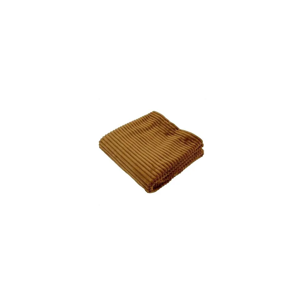 Plédek Domiva Couverture boudoir micro-velours côtelé caramel