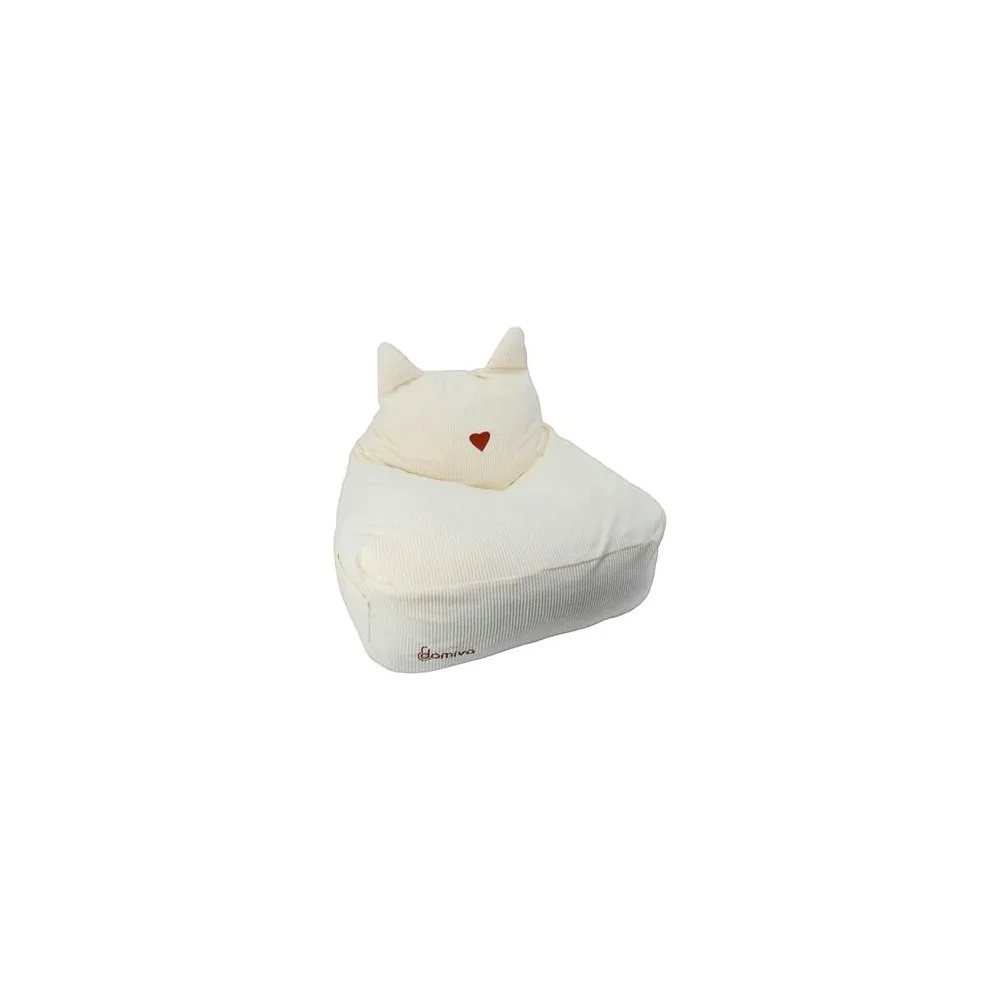 Fotel Domiva Pouf Félin en velours côtelé beige pour enfants